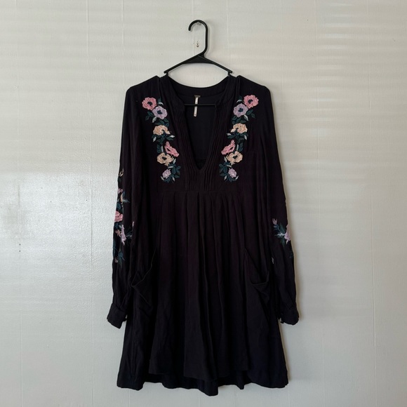 Free People Mia Embroidered Mini Dress XS in Black - Picture 8 of 8